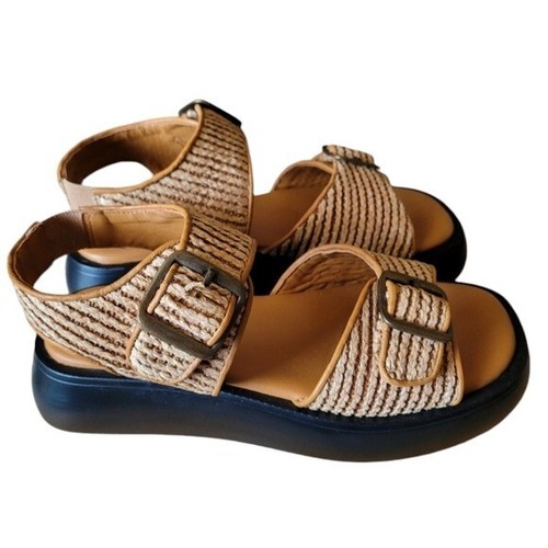 Free People Mandi Weave Brown and Tan Course Chunky Sandals Size 7 New in Box - Picture 4 of 8