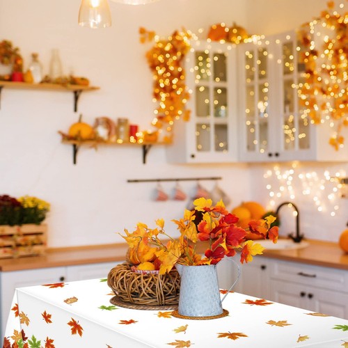 3 Pcs Thanksgiving Fall Leaf Tablecloth Disposable Autumn Maple Leaf Table Co... - Picture 7 of 7
