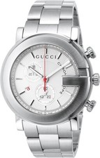 GUCCI YA101339 G-Chrono 101M Silver Guilloche SS Chronograph Men's Watch New