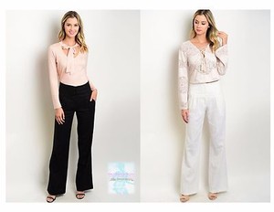 Fashion-Women-High-Waist-Trouser-Dressy-Pants-Wide-Leg-Silhouette-Assorted