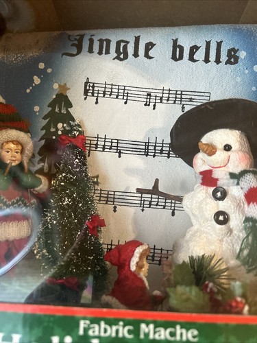 Sterling Christmas Keepsakes Snowman Snow Fabric Mache Holiday Scroll Brand New - Picture 5 of 8