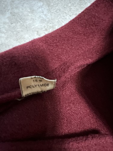 Vintage Long Wool Red Parkas Poncho Jacket Cape Shawl Cloak Coats From France - Picture 7 of 14
