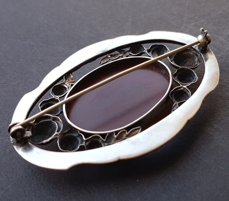Details zu Schöne Brosche, Rosen, Serdolik, Silber K763 Zeitlich befristetes Angebot