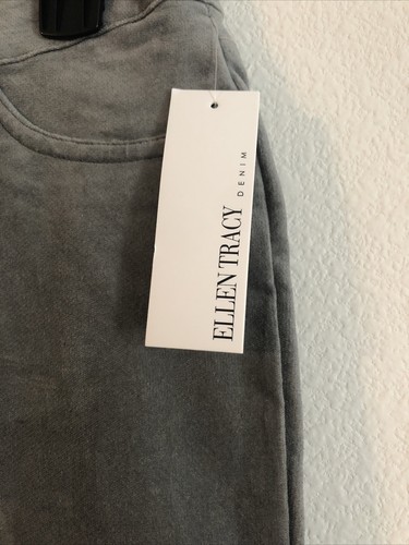 Ellen Tracy Denim High Rise Gray Women's Skinny Velvet Pant - Picture 2 of 8