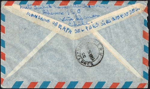 2876 CHILE NACH PERU LUFTPOSTBRIEF 1955 DOMEYKO (POLEN) VINA DEL MAR - LIMA - Bild 2 von 2