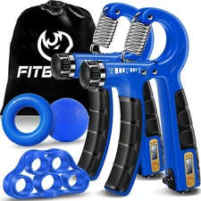 Fitbeast Hand Grip Strengthener Workout Kit (5 Pack), 2 Forearm Grip Adjustable