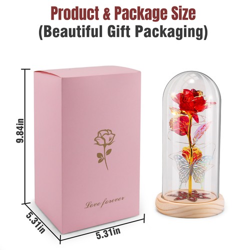 Leuchtblume Rose in Glaskuppel Weihnachtsgeschenke Geburtstagsgeschenk für Frauen Mutter - Bild 44 von 151