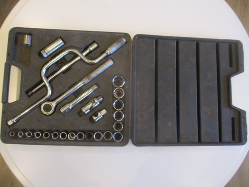 STANLEY WORKMASTER 25 PIECE SOCKET SET 1/2" DRIVE METRIC SOCKETS - ORIGINAL CASE