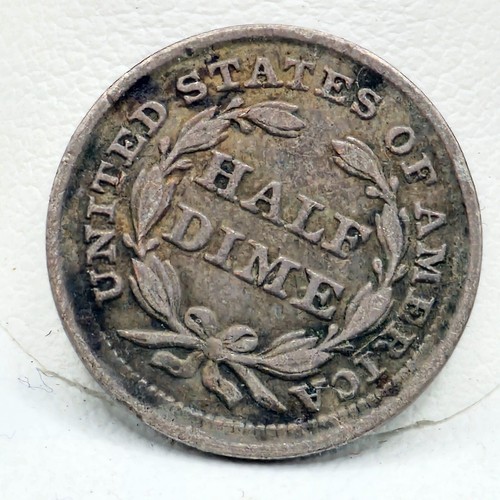 1856 Half Dime US Collectible Currency Coin Seated Liberty Very Fine 90% Silver - Picture 2 of 8