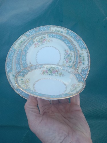 36 Pc Rose China (Noritake) UnUsed 6set Occupied Japan Flowers 1940's Blueavable - Picture 3 of 7
