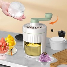 Portable Manual Rotary Ice Crusher, Small Household Ice Shaver, Snow Cone Maker