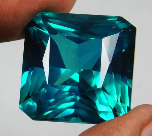 Turmalina Paraiba Natural 100 Ct Azul Verdoso Corte Asscher Piedras Preciosas Certificadas - Imagen 9 de 10