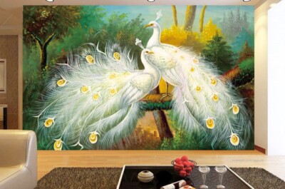 3D White Peacock G6855 Wallpaper Wall Murals Removable Self-adhesive Honey