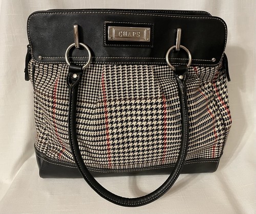 CHAPS Vintage Black Red Beige Houndstooth Handbag Crossbody~ Excellent! - Picture 14 of 14
