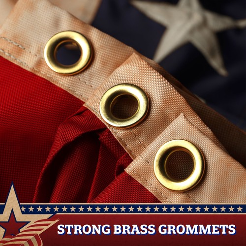 USA Tee gebeizt Plissee Fächer Flagge 2x4 Fuß 3er Pack bestickt Polyester - Bild 2 von 7