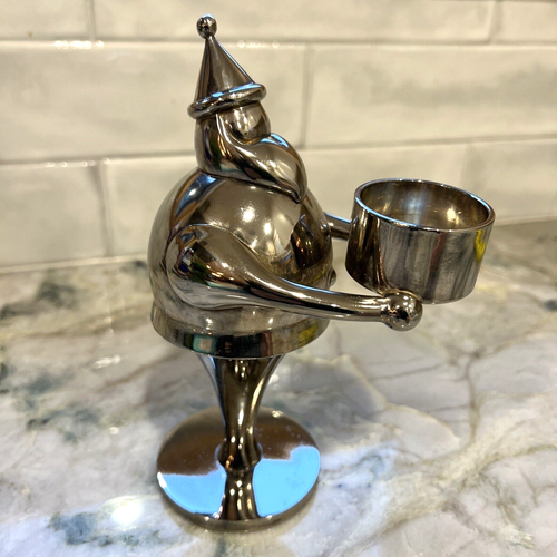 Pottery Barn Santa Silver Plated Christmas Candle Holder