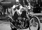 Modern Day Biker Photo/1970's/Man On Harley Pan Head/4X6 B&W Photo Rpt.