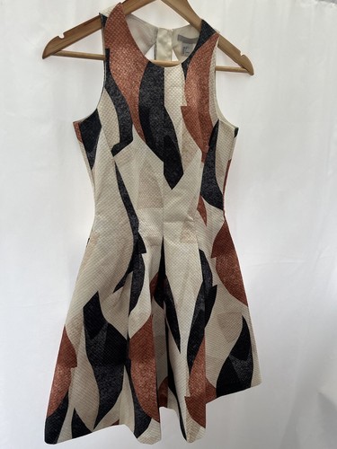 H&M Women's Brown Mix Sleeveless Short Dress Size 8 Polyester - Picture 4 of 11