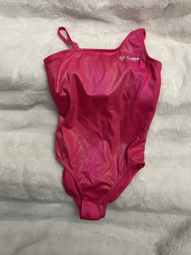 JUSTICE SPORT ASYM SHINE SWIMSUIT PINK SIZE L (12/14) - Picture 2 of 6