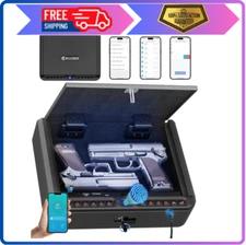BILLCONCH Biometric Gun Safe – Quick Access Handgun Safe w Fingerprint & Keypad