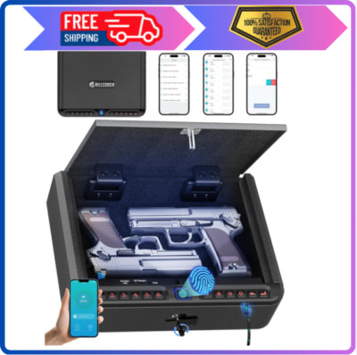 BILLCONCH Biometric Gun Safe   Quick Access Handgun Safe w Fingerprint & Keypad