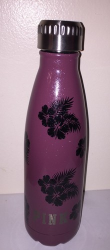Victoria's Secret PINK METALL WASSERFLASCHE 17 Unzen BEERE BLUMEN NEU IM KARTON