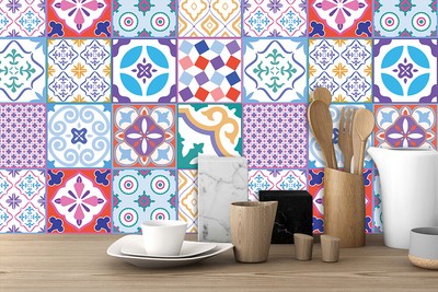 15 x 15 cm Classic Moroccan Colourful Mixed Tiles Wall Stickers Set 1 Decals 15 x 15 cm Classic Moroccan Colourful Mixed Tiles Wall Stickers Set 1 Decals