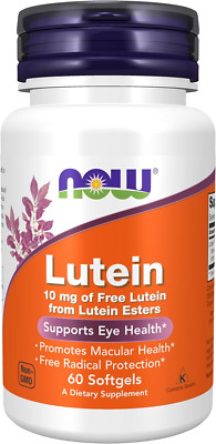 NOW Foods Lutein 10 Mg with 10 Mg of Free Lutein from Lutein Esters, 60 Softgels
