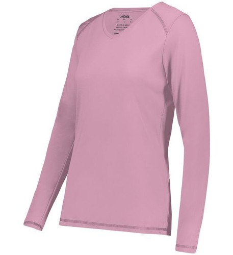 Augusta Sportswear 6847 Ladies 100% Super Soft-Spun Poly Long Sleeves T-Shirt - Picture 4 of 13