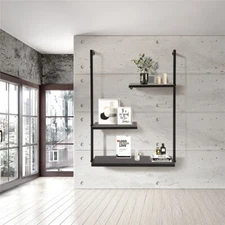 29*22 in Bookshelf Storage 3 Tier Wall Shelf Organizer Black for Home and Office