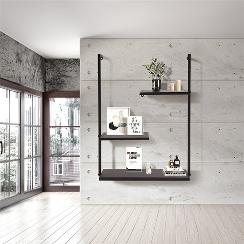 29*22 in Bookshelf Storage 3 Tier Wall Shelf Organizer Black for Home and Office - Picture 18 of 18
