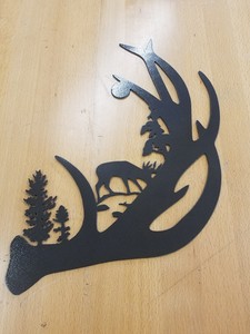 Wall Sculptures Home Decor Whitetail Deer Antlers Browning Metal