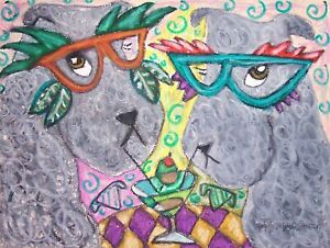 KERRY-BLUE-TERRIER-Masquerade-Art-Print-8x10-Signed-Artist-KSams-Dog-Collectible