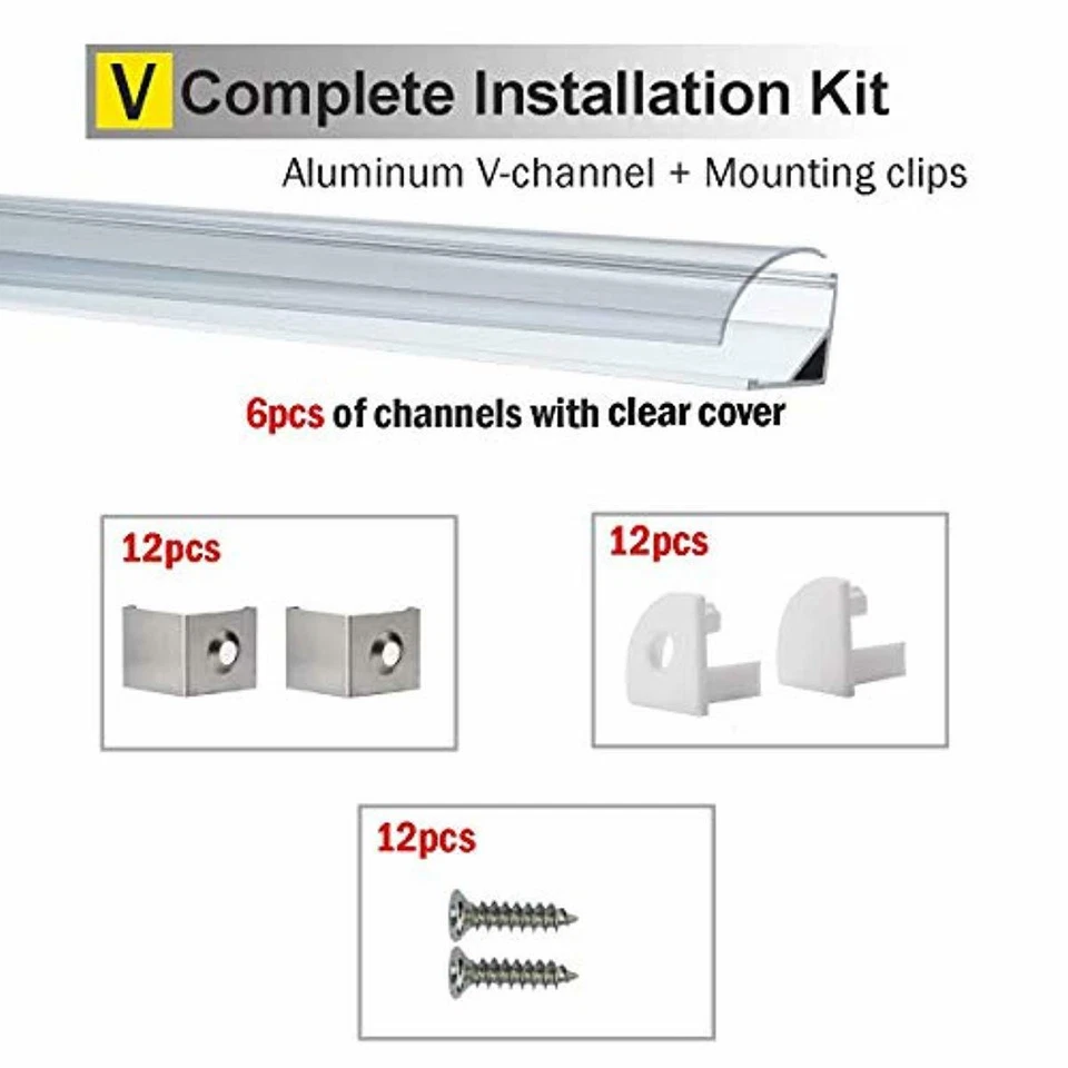 StarlandLed 6 Pack 1M/3.3ft V-Shape LED Channel Aluminum with Clear PC Cover for - Image 2 of 4