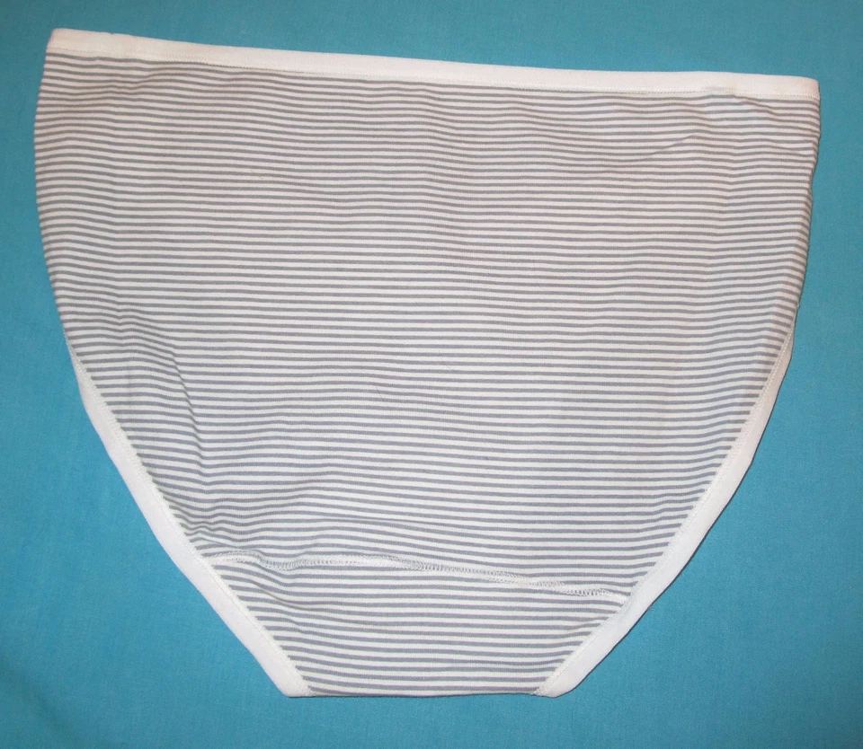 Braguita de bikini de algodón bellamente suave a rayas plateadas Vanity Fair~S 5~18128~ Foto 3 de 3