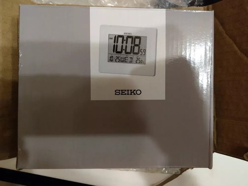 Seiko Desk Digital Alarm Clock backlight LCD white QHL057W calendar thermometer - Picture 3 of 9