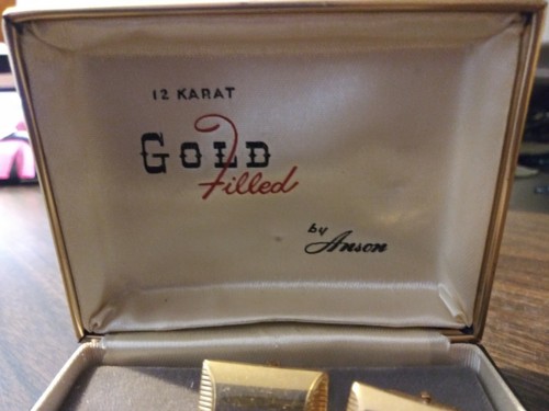 Vintage 12kt Gold Filled Tie Pin and Cuff Link w/ Box - Anson - Picture 2 of 7