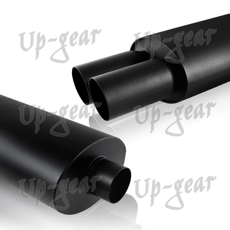 Silenciador de escape universal de 3" de doble punta de acero inoxidable negro de 2,5" de entrada Foto 2 de 4