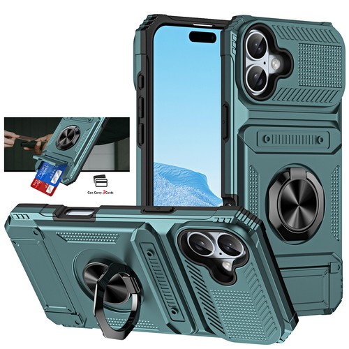 Shockproof Magnetic Ring Holder Card Wallet Case for iPhone 16 15 Pro Max 14 13 - Picture 10 of 16