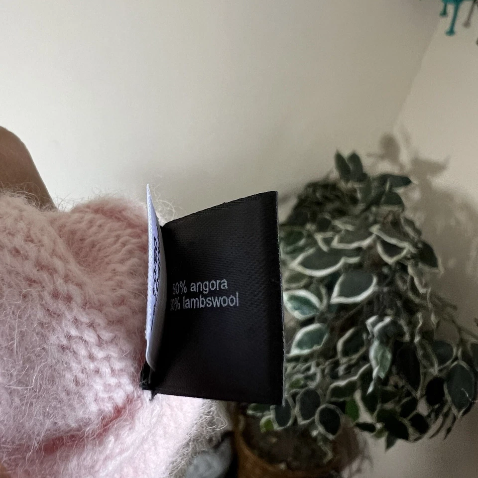 Suéter THE LIMITED Lana de Cordero Mezcla Angora Talla L Bebé Rosa Y2K Años 90 Cuello en V De Colección Foto 2 de 4