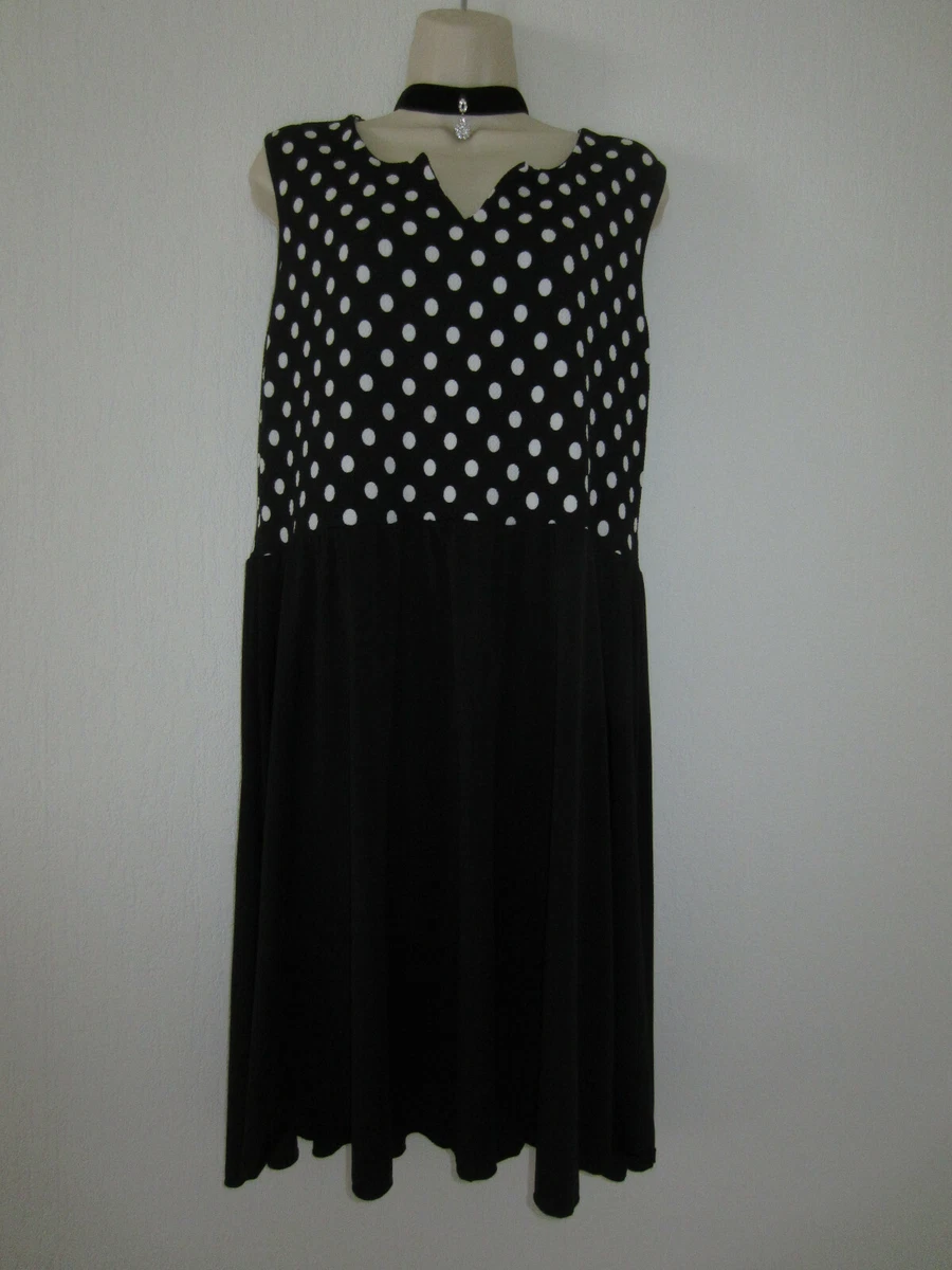 Robe Noire à Pois Sans Manches - Taille 42 - Occasion En Très Bon état