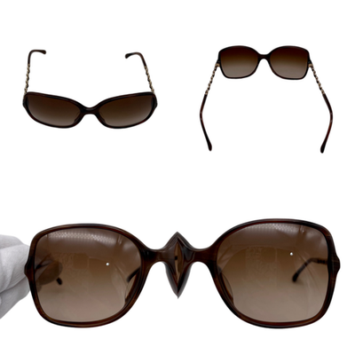 Auth CHANEL 5210-Q Matelassé CC LOGO Chain Link Square Sunglasses