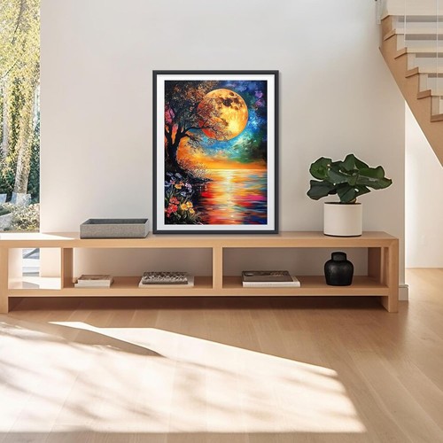 MEIYUDA Diamond Painting Art Moon, 5D Diamond Painting Kits for Adults Kids Lake - Picture 2 of 7