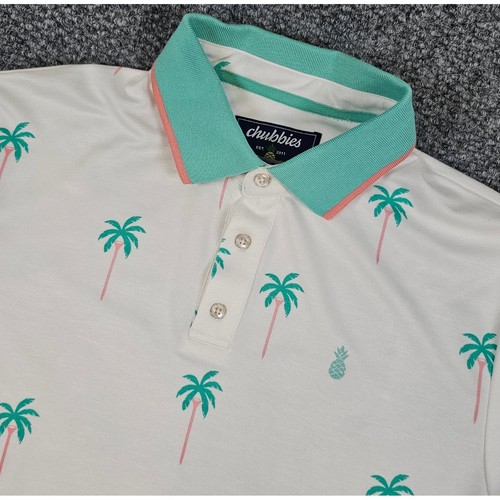 Chubbies Palm Tree Polo Shirt Tropical Golf Casual Short Sleeve Medium Golf Tee