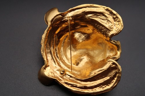 Vtg Doreen Ryan Matte Gold & Black Enamel Rhinestone Eye Big Cat Pin Unsigned - Picture 11 of 16