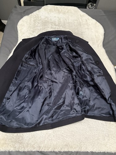 Vintage Polo Ralph Lauren PEACOAT wool overcoat XL navy blue NAVAL jacket Coat - Picture 7 of 9