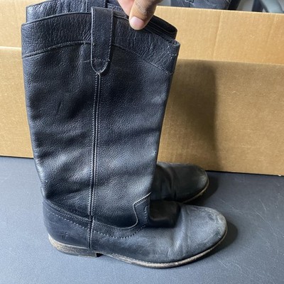 Frye Boots Womens Size 6.5 Black Leather Pull On Tall Riding