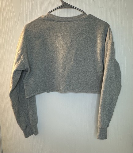 Gray Brooklyn graphic print long sleeve cropped sweatshirt women’s juniors XS - Picture 5 of 6