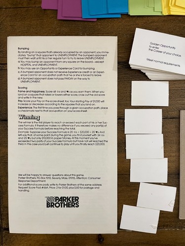 Careers Board Game 1979 #66 Parts Pieces - Instructions Money Cards Dice Pad - Picture 7 of 12