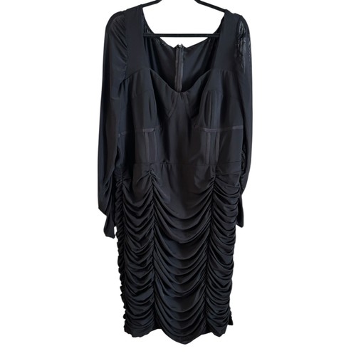 NWT City Chic Sexy Bustier Dress Midi Black Size 22 Ruched Sweetheart Bustier - Picture 2 of 6